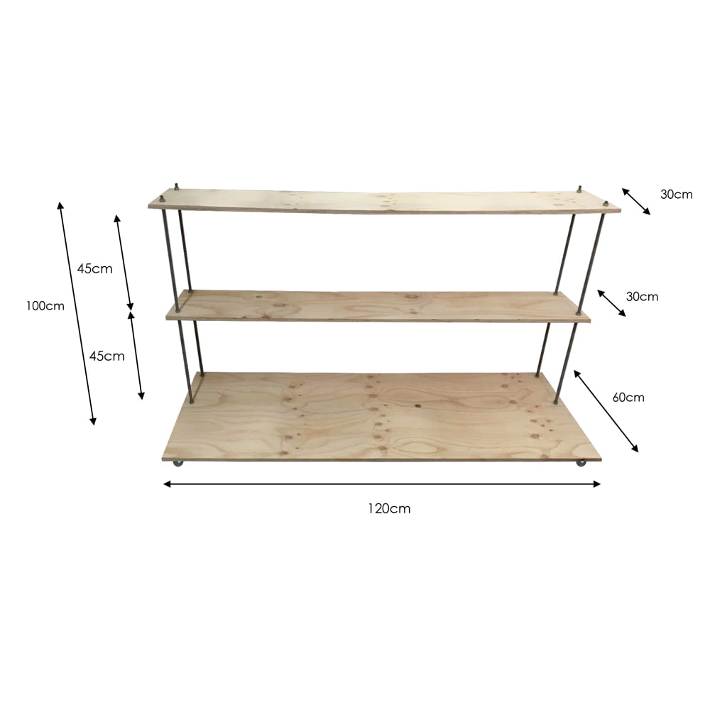 three tier floating stand dimensions