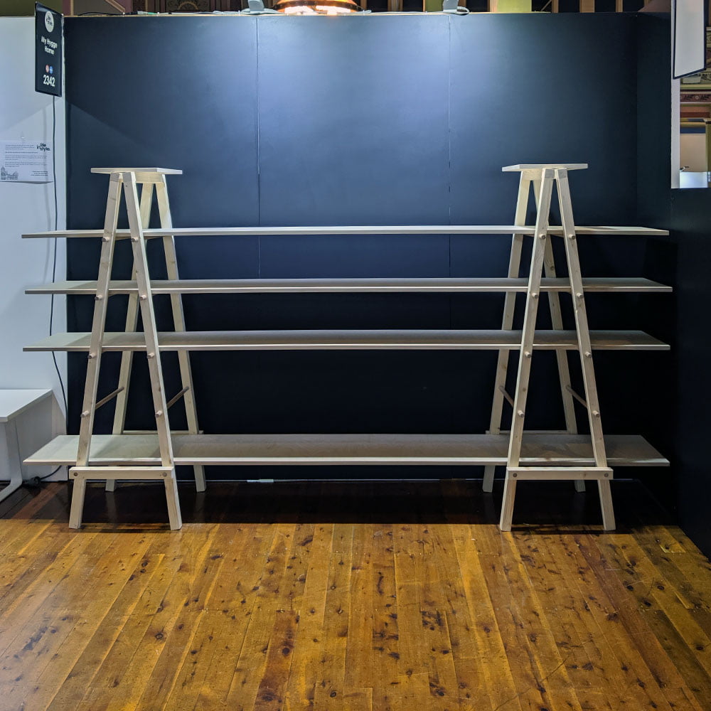 double hinged ladder a-frame shelving unit