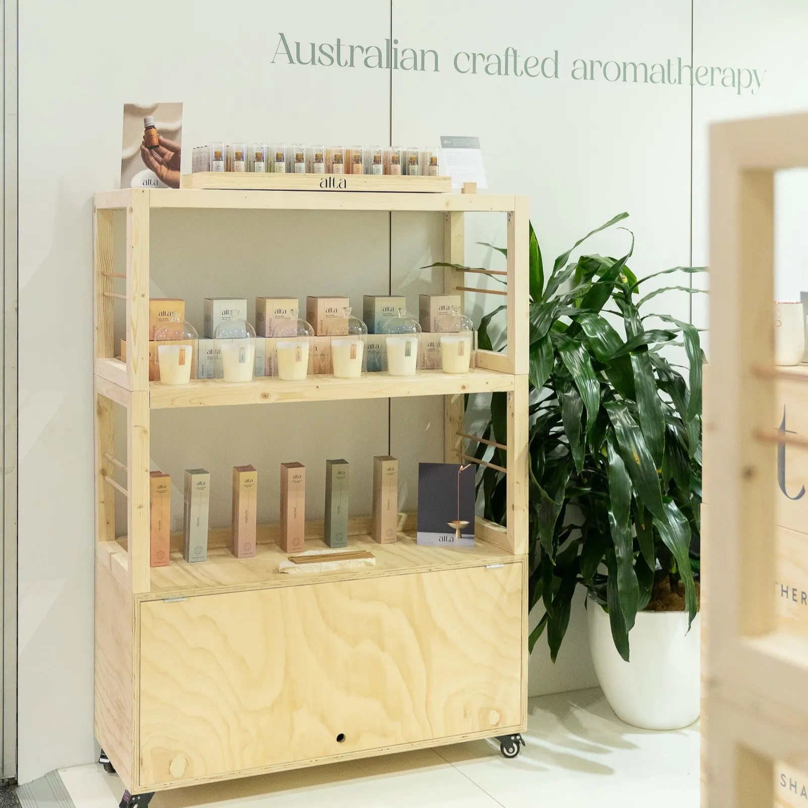 altasphere stacked shelving unit at two shelves high for reed gift fair 2024