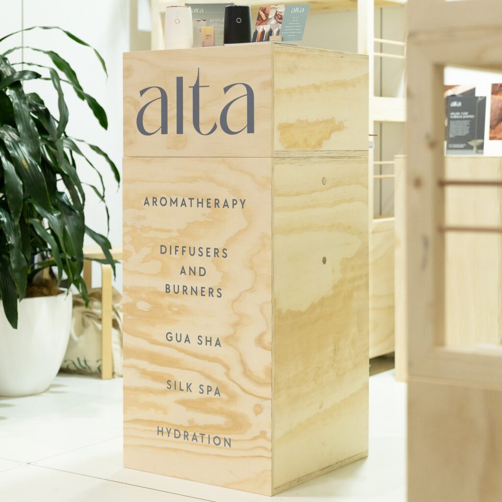 altasphere hire at reed gift fair 2024 tradeshow - mini counter with decals applies