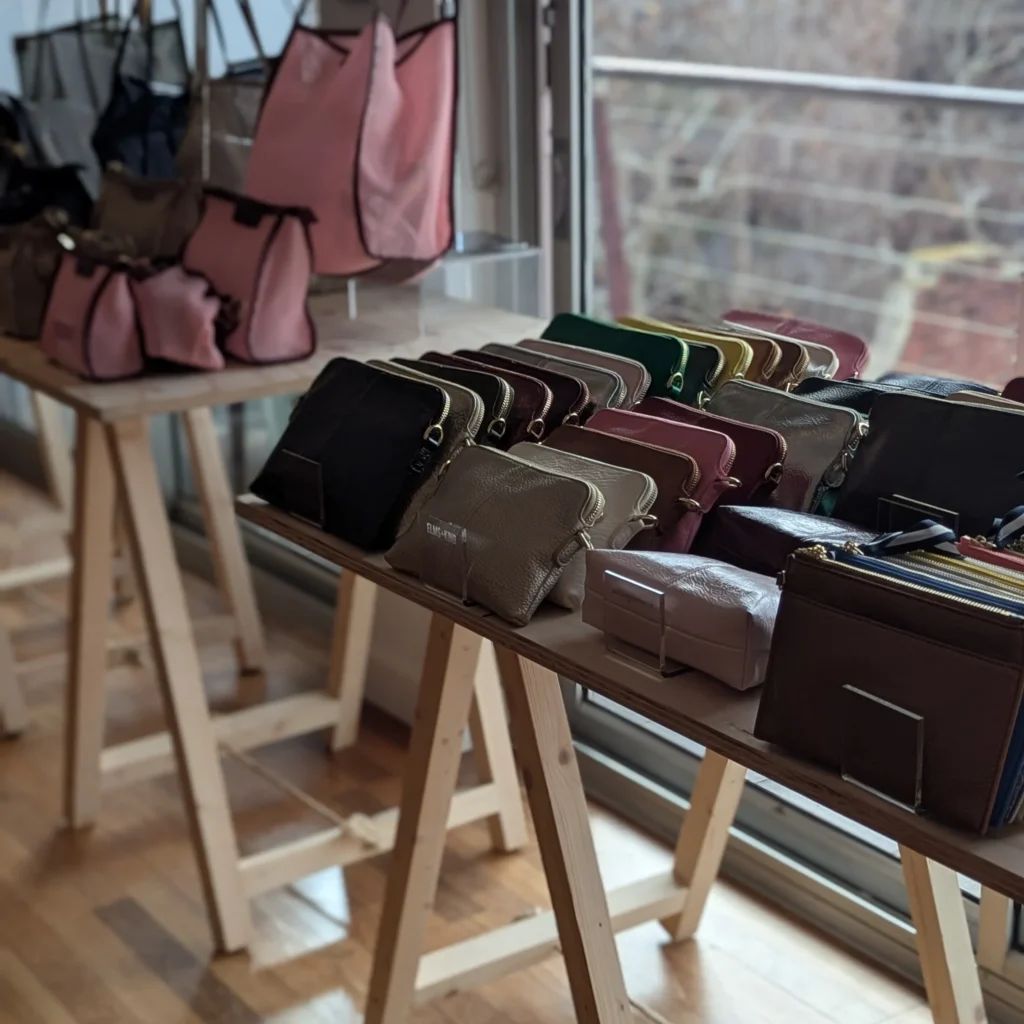 the hunted co using the trestle table their display solutions for their bags at their melbourne tradeshow 2025