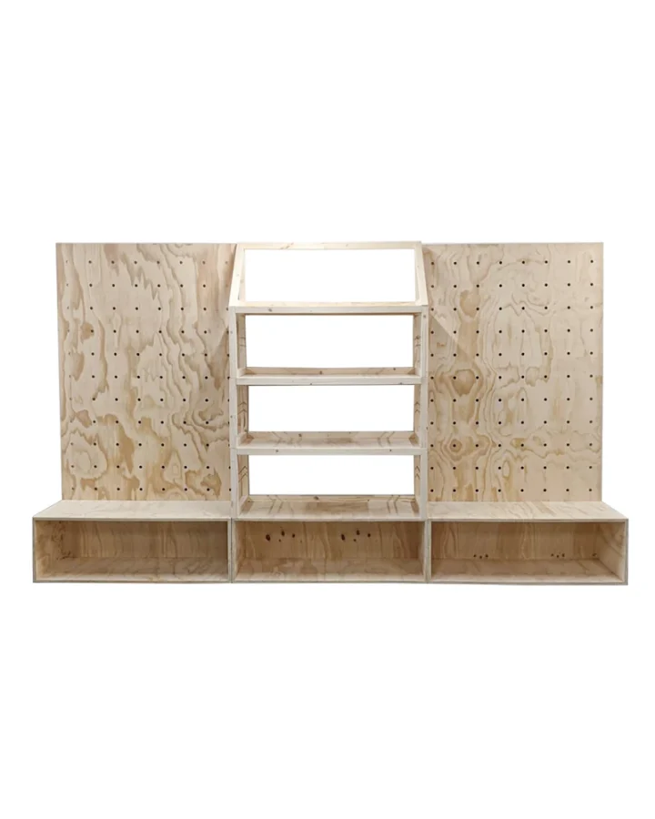 pegboard and shelving wall