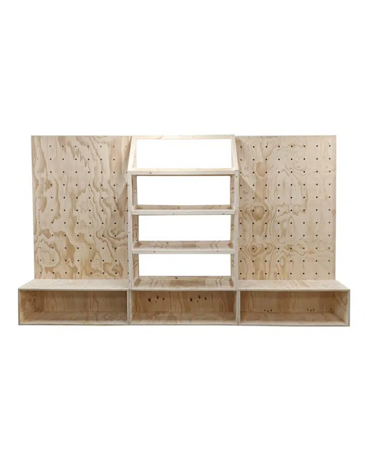 pegboard and shelving wall