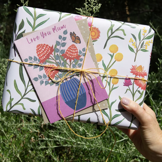 mother's day gift guide - earth greetings card and wrapping paper