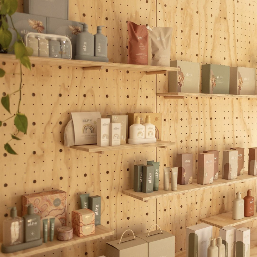 flexible pegboard display for permanent fitouts - used at cleve newsagency