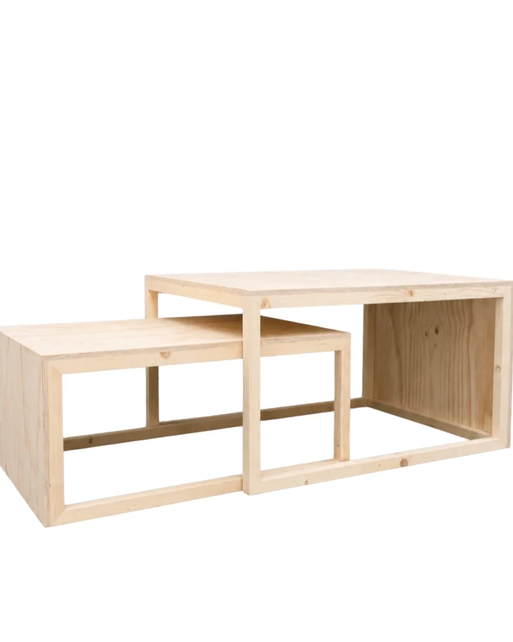Timbe frame display table set cutout