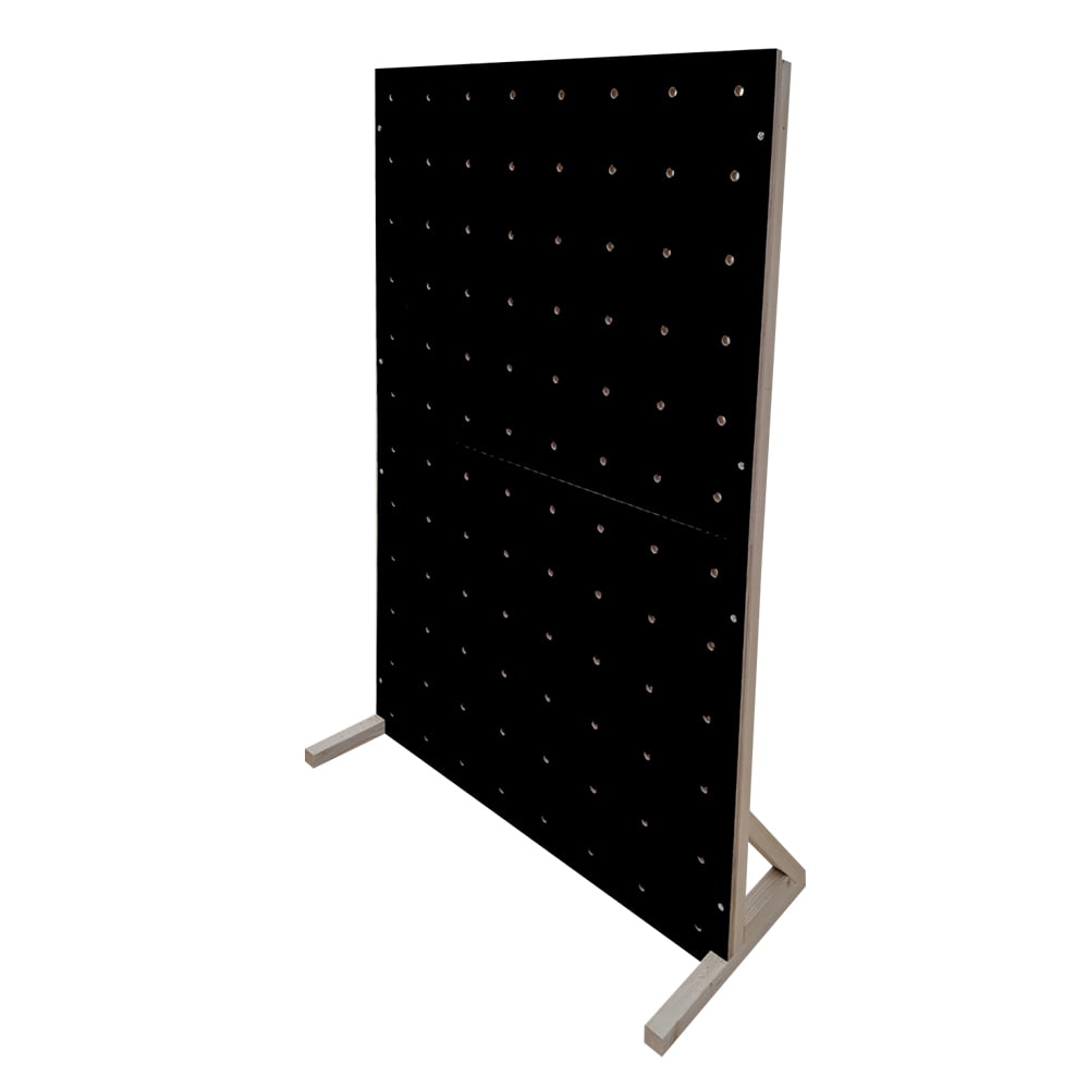 FREESTANDING PEGBOARD WITH BLACK MELAMINE FACADE