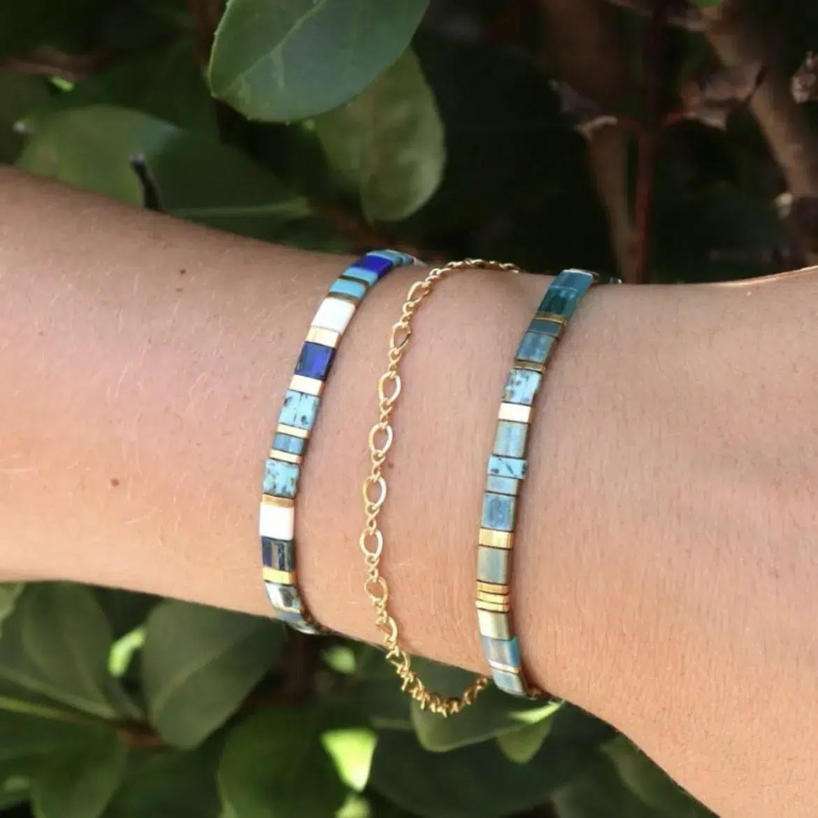 bowerbird mosaic stacking bracelet