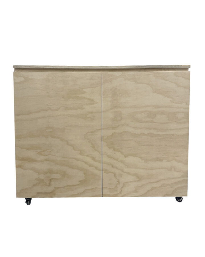 cabinet style counter in plywood