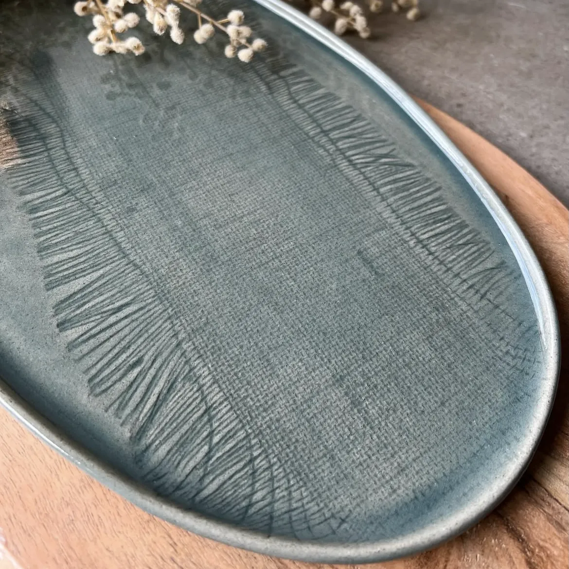 curois squirrel designs Textured Platter Serving Trio Gumnut Grey
