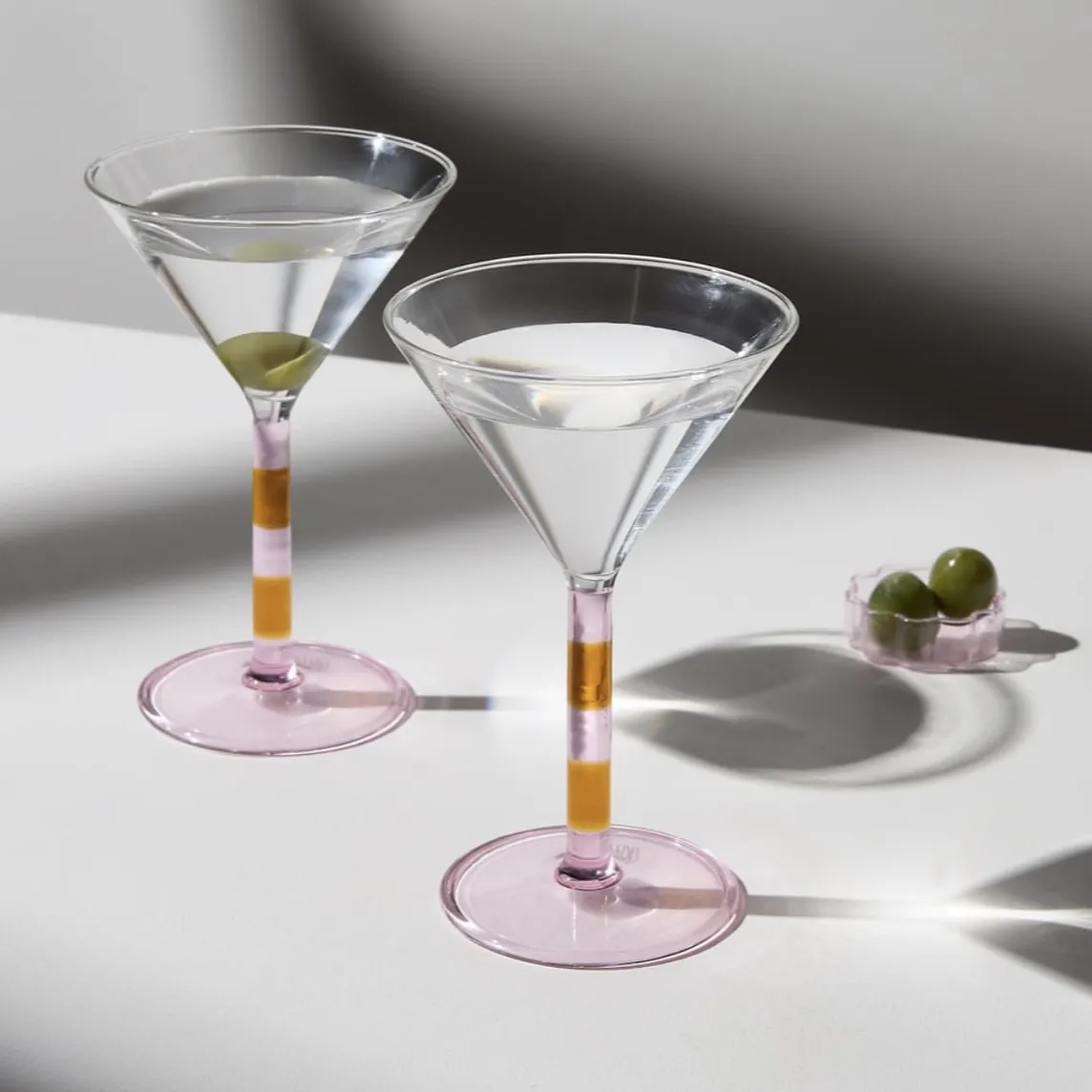 fazeek TWO x STRIPED MARTINI GLASSES PINK AMBER