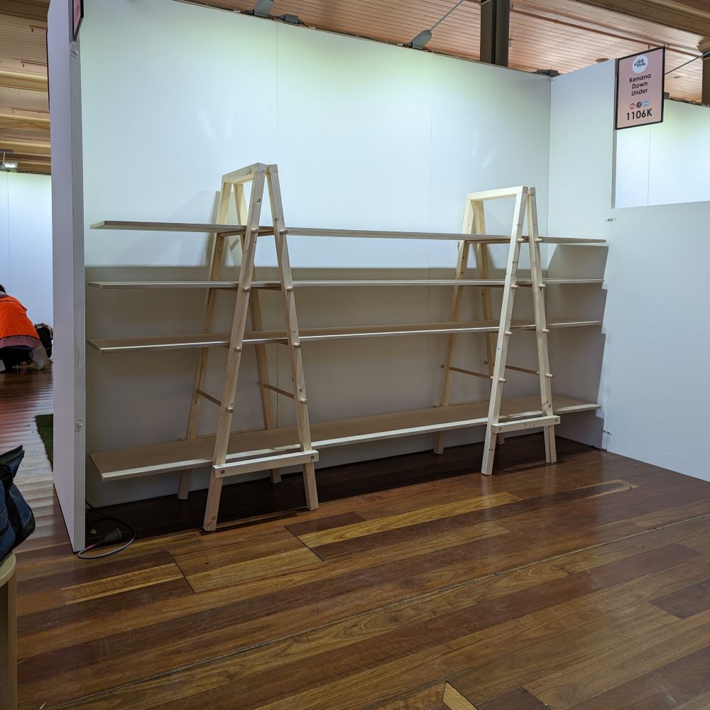 double hinged ladder a-frame shelving unit