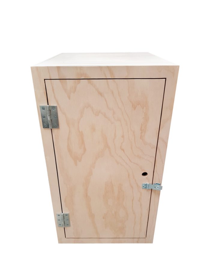 lockable plywood storage box front