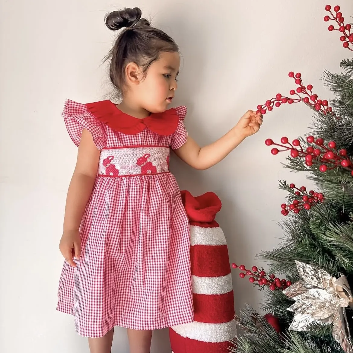 miss ayana rose Holly Berry Smock Dress