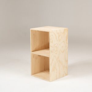 open faced plinth with shelf midway in radiata plywood