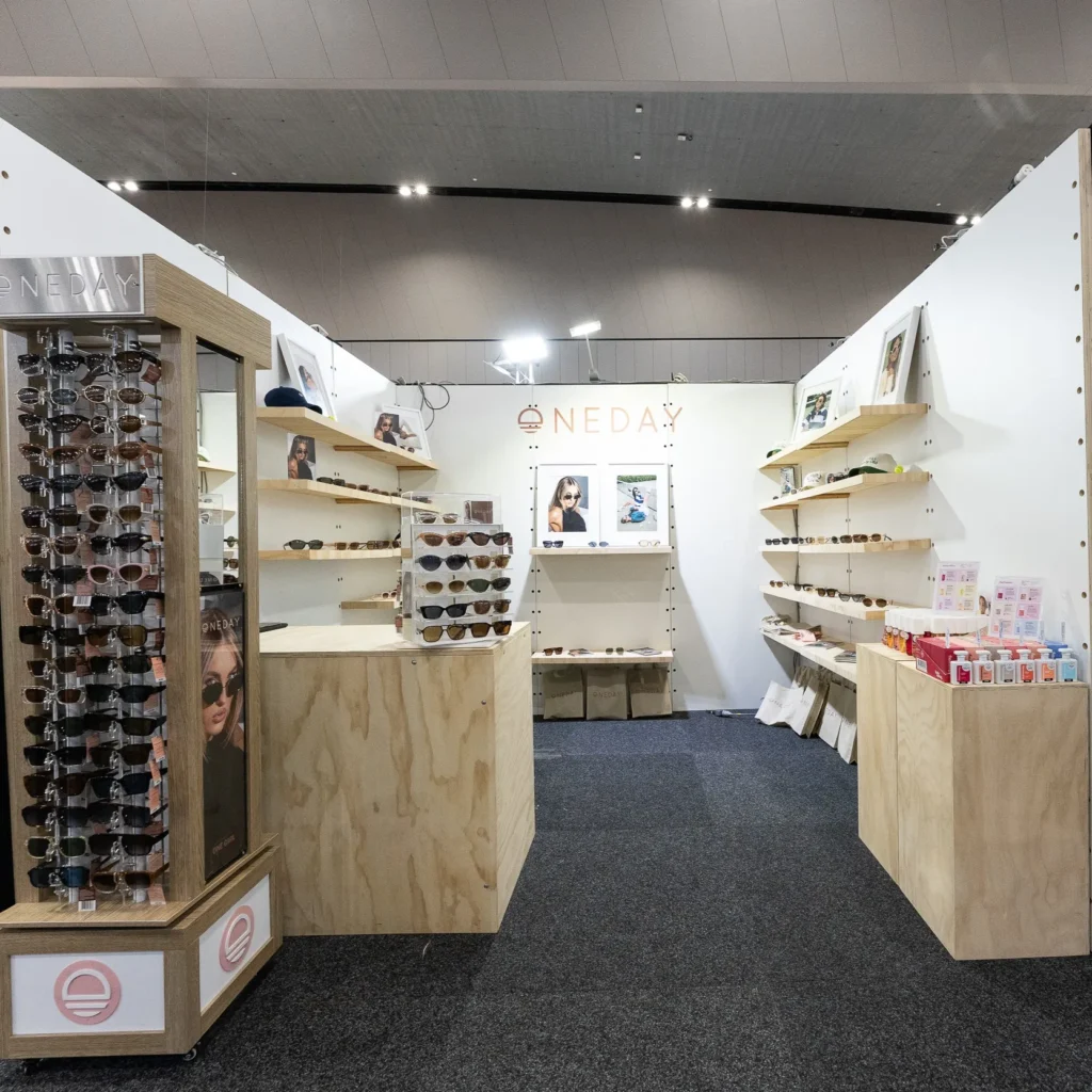 3m shell scheme using 98cm wide shop shelving system panels around the whole perimetre