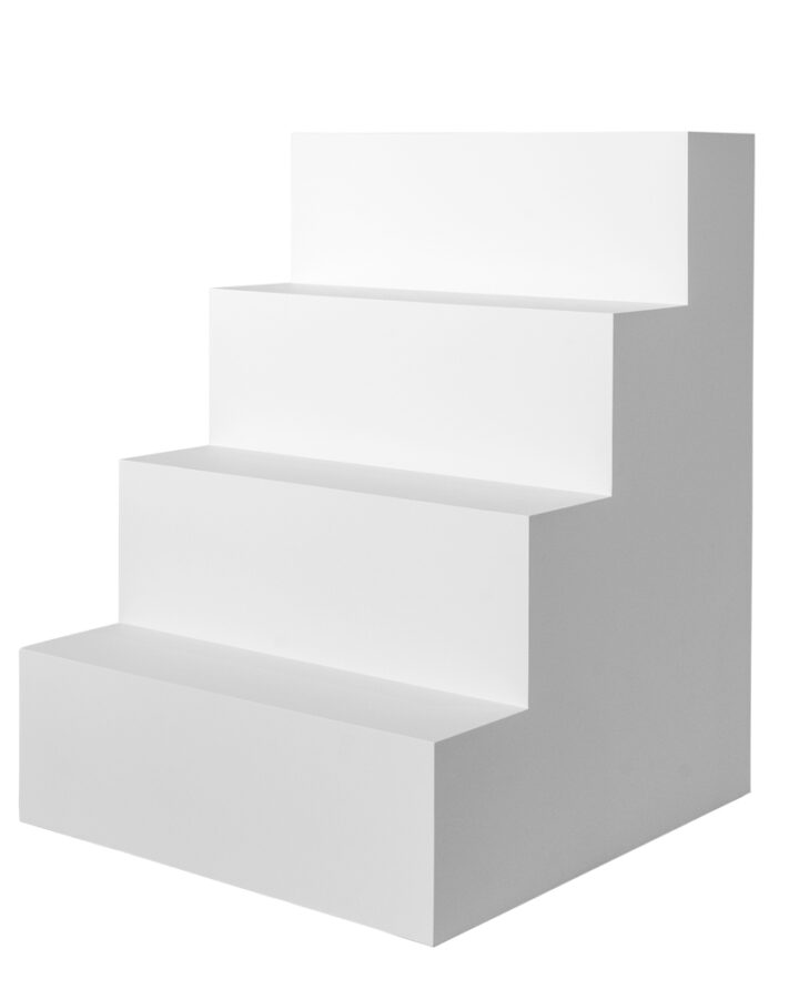 white painted stair plinth display