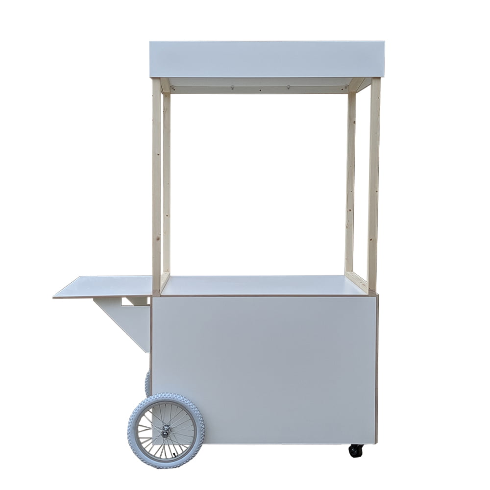 white plywood cart